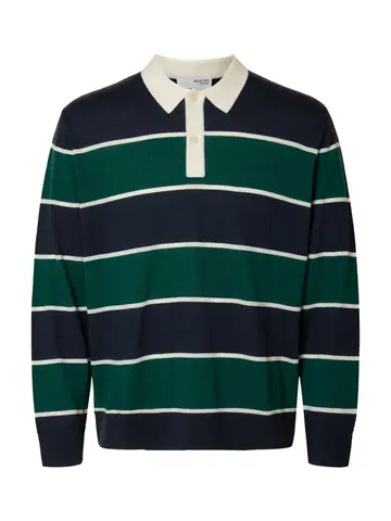 SELECTED SLHTRAY LS KNIT MERINO RELAXED POLO Grøn