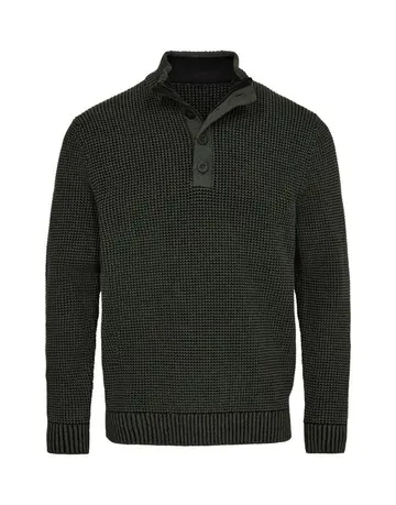 Thomas Regency Regular fit knit w. buttons Mørkgrøn
