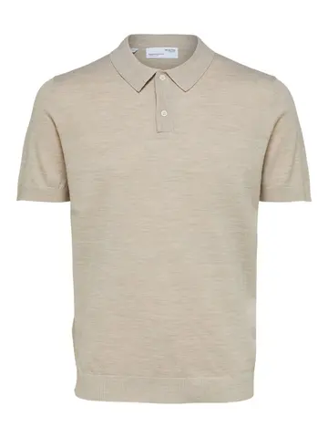 SELECTED SLHTOWN SS KNIT POLO B Grå