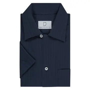 Born With Appetite WALKER CREPE CAMP SHIRT SS Navy