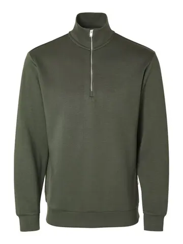 SELECTED SLHEMANUEL SOFT ZIP HIGH NECK SWEAT Grøn
