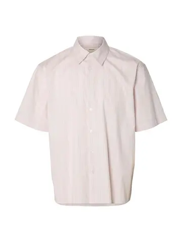 SELECTED SLHRLXGEORGE DOBBY MIX SS SHIRT Lysrød
