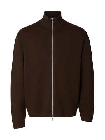 SELECTED SLHTELLER FN RELAXED ZIP CARDIGAN N Brun