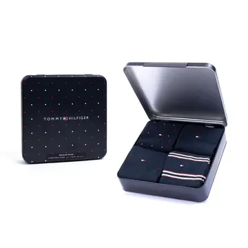 Tommy Hilfiger TH MEN SOCK 4P TIN GIFTBOX STRIPE D Navy