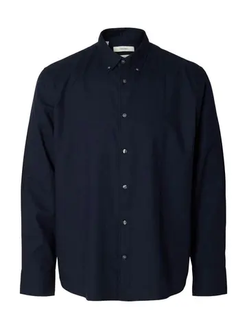 SELECTED SLMCOLE-JAY REG MELANGE LS SHIRT NO Blå
