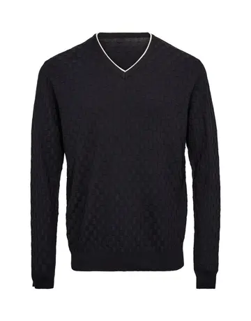 Black Blue V-neck knit regular fit 
