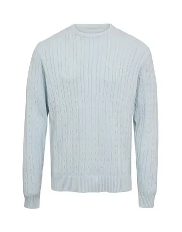 Garant Casual Cable o-neck knit regular fit Lysblå