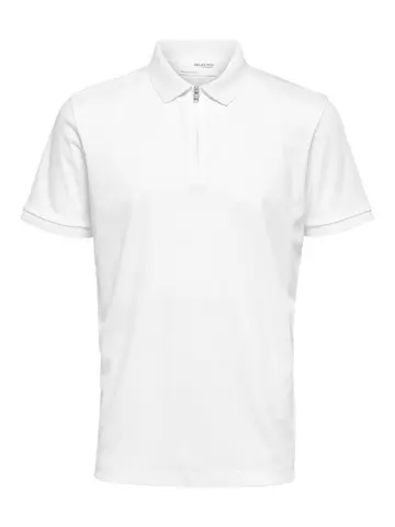 SELECTED SLHFAVE ZIP SS POLO B Hvid