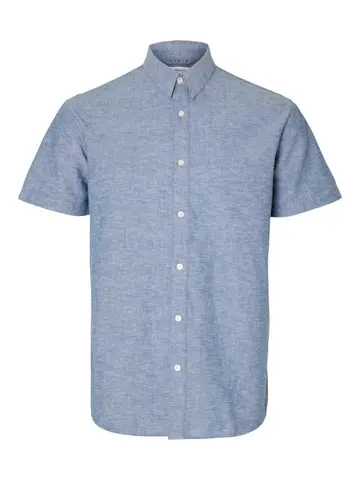 SELECTED SLHREG-NEW LINEN SHIRT SS NOOS Blå