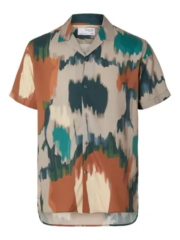 SELECTED SLHRELAXRAJESH-SHIRT SS AOP Blå