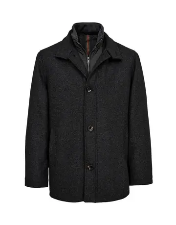 Black Blue Mens wool jacket regular fit 