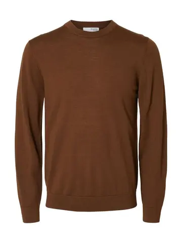 SELECTED SLHTRAY LS KNIT MERINO CREW NECK NO Brun