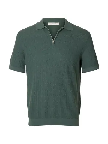 SELECTED SLHCRAN SS KNIT STRUCTURE HALF ZIP Grøn