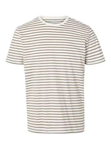 SELECTED SLHASPEN STRIPE SS O-NECK TEE NOOS Hvid