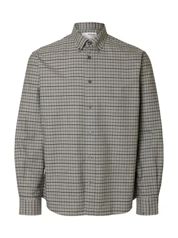 SELECTED SLHREGBLAKE OX CHECK BD LS SHIRT Grå