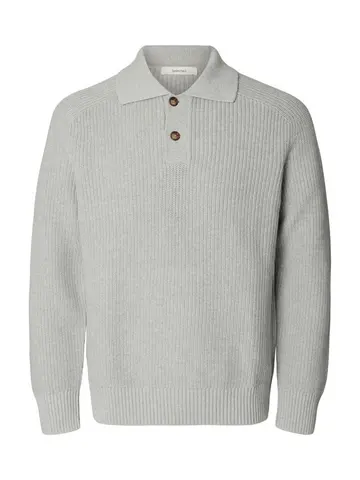 SELECTED SLMPIM LS KNIT POLO CAMP 