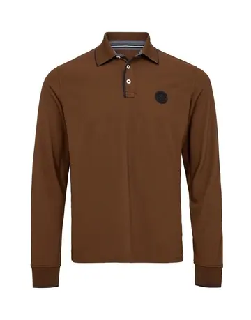 Garant Polo l/s regular fit Mørkbrun