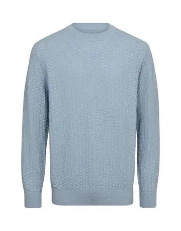 Garant O-neck structured reg. fit Lysblå