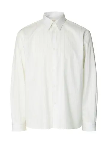 SELECTED SLHRLXGEORGE DOBBY LS SHIRT Hvid