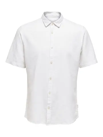 Only & Sons ONSCAIDEN SS SOLID LINEN SHIRT NOOS Hvid