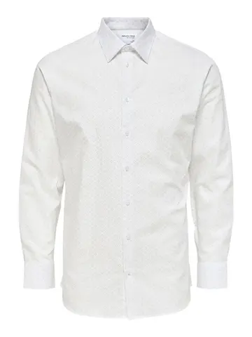 SELECTED SLHSLIMSOHO-ETHAN-AOP SHIRT LS B NO Hvid