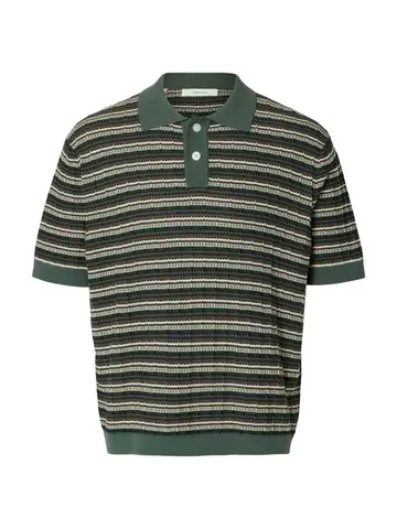 SELECTED SLHDANE SS KNIT COLOR STRUCTURE POL Grøn