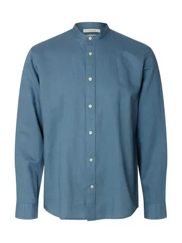 SELECTED SLMREGCLAY LINENBLEND LS SHIRT BAND Grå