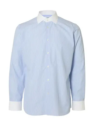 SELECTED SLHSLIMLUX LS SHIRT WHITE SPREAD Blå