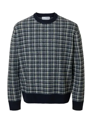SELECTED SLHMIKOLAS LS KNIT RELAXED CREW NEC Blå