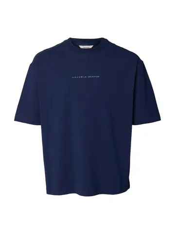 SELECTED SLHRELAXNORMAN LICENSE SS TEE Blå