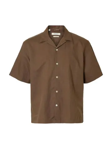 SELECTED SLMRLXCASPER CLAY LINENBLEND SS SHT Brun