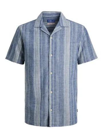 Jack & Jones JPRBLUSUMMER LIN. BLEN DOBBY SS SHI Blå