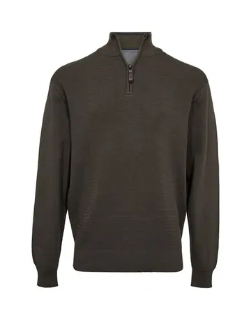 Thomas Regency Reg fit structure half zip Mørkgrøn
