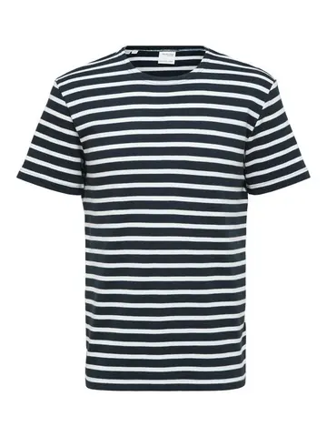 SELECTED SLHBRIAC STRIPE SS O-NECK TEE NOOS Blå