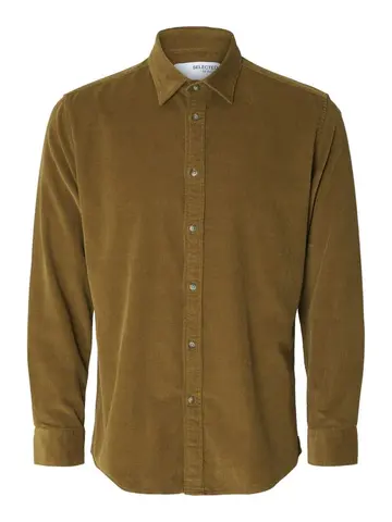 SELECTED SLHREGOWEN-CORD SHIRT LS NOOS Brun