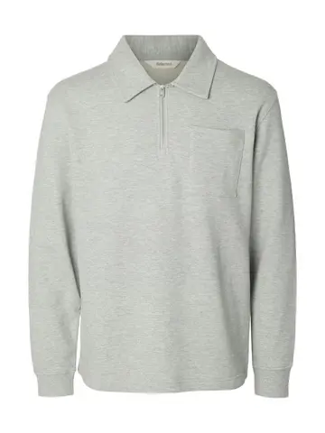 SELECTED SLMSCOTT LS HALF ZIP SWEAT Grå