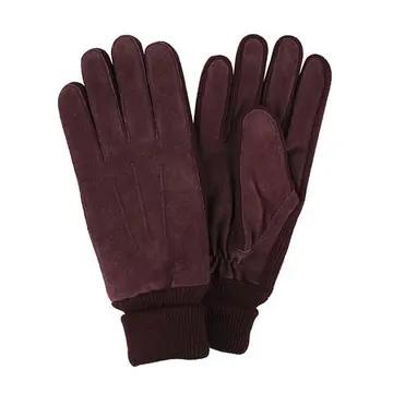 Handskkompaniet Damehandske i ruskind og strik Bordeaux 70910031 Str. S 