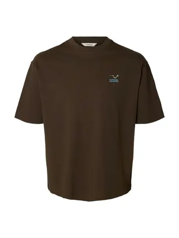 SELECTED SLMRELAXEMMET GRAPHIC SS TEE Brun