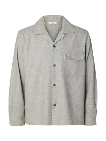 SELECTED SLMOTTO KM HB WOOL BLEND OVERSHIRT Grå
