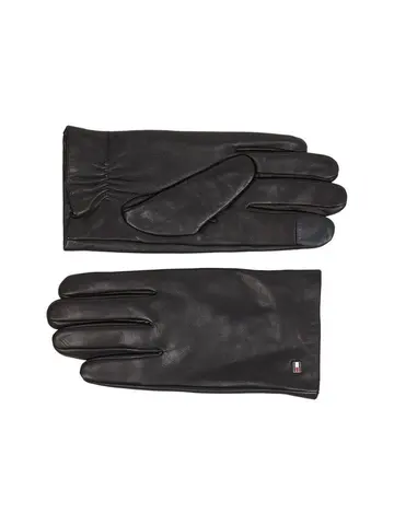 Tommy Hilfiger ESSENTIAL FLAG LEATHER GLOVES Sort