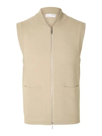 SELECTED SLHREASON SL KNIT BOILED WOOL VEST Grå