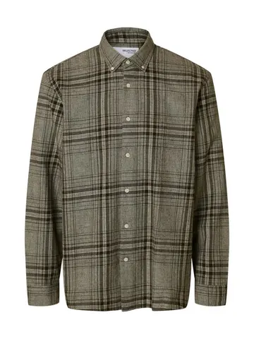 SELECTED SLHREGNOAH MIX BDWN LS SHIRT CAMP Brun