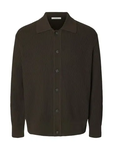 SELECTED SLMDRY LS RIB POLO CARDIGAN 
