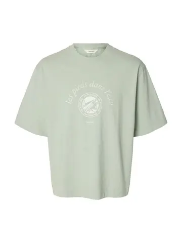 SELECTED SLHBOXYNORMAN GRAPHIC SS O-NECK TEE Grøn