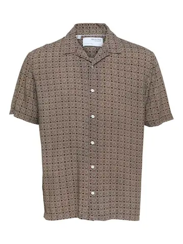 SELECTED SLHRELAX-VERO SHIRT SS AOP Brun