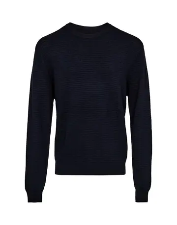 Black Blue O-neck w. structure regular fi 