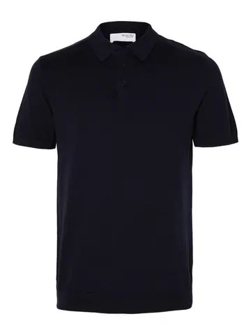 SELECTED SLHBERG SS KNIT POLO NOOS Blå