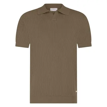 Born With Appetite RICHARD KNITTED POLO SS HALFZIP Mørkbrun