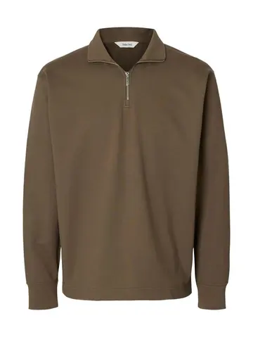 SELECTED SLHRELAXLUKE LS HALF ZIP SWEAT NOOS Brun