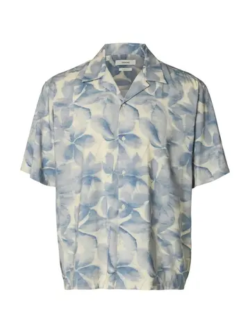 SELECTED SLHRLXAIR MIX SS SHIRT Grå